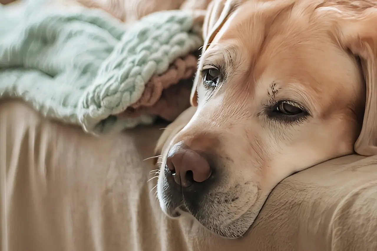Dog showing signs of distemper requiring clinical assessment