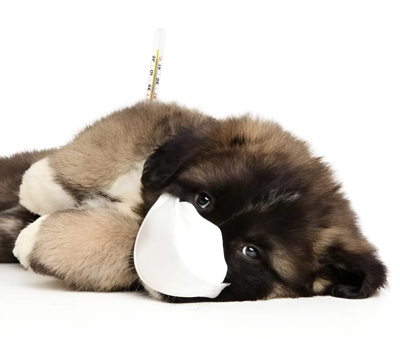 Dog with severe parvovirus symptoms requiring emergency veterinary care