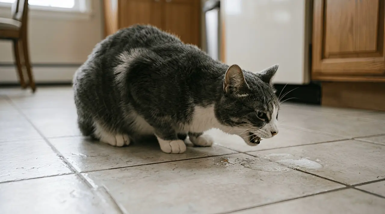 Emergency signs of severe white foam vomiting in cats requiring immediate veterinary care